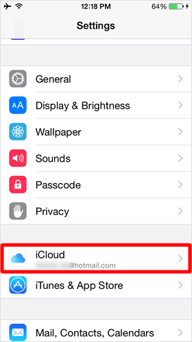 Open iCloud under Settings