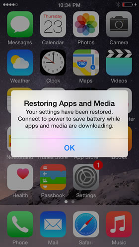 Restore apps and media