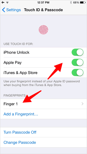 Fingerprint enrolled in Touch ID