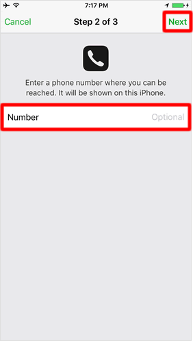 Enter phone number